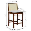 Ver imagem 3 de Banqueta Média com Telinha Pérola Madeira Maciça e Assento Estofado c/ 62cm Altura - Amêndoa Corano