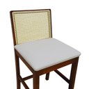 Ver imagem 7 de Banqueta Média com Telinha Pérola Madeira Maciça e Assento Estofado c/ 62cm Altura - Amêndoa Corano