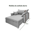 Ver imagem 2 de Poltrona Sofá-cama Valence Premium 140cm Softgel D33 - Linho Cinza Claro