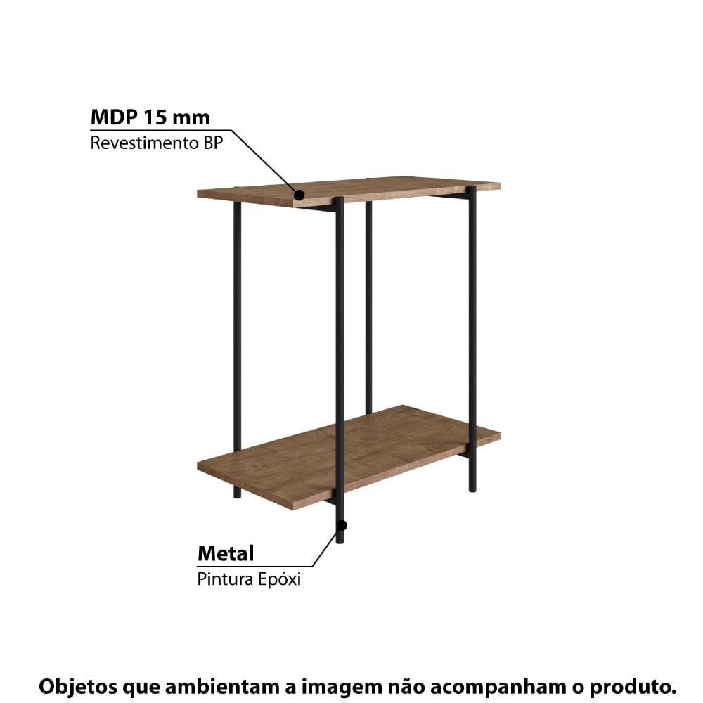 Mesa Lateral Industrial Tube - Carvalho/Preto - 2