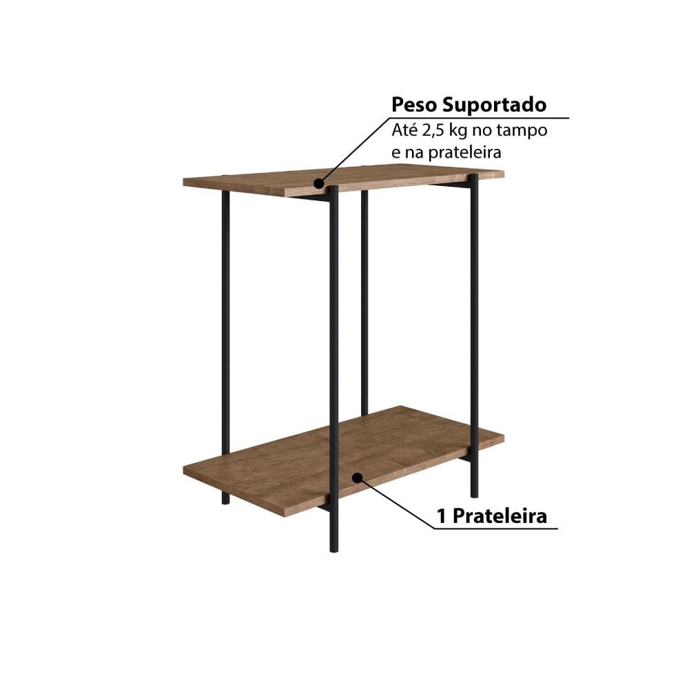 Mesa Lateral Industrial Tube - Carvalho/Preto - 3