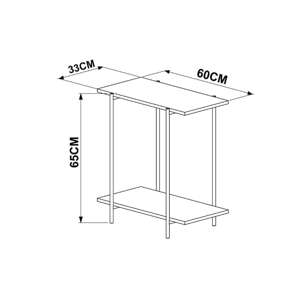 Mesa Lateral Industrial Tube - Carvalho/Preto - 4