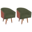 Ver imagem 2 de Kit 2 Poltronas Jade Decorativa Moderna Sala de Estar Quarto Escritório Conforto Corano Nozes e Linh