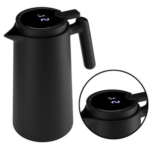 Garrafa Térmica de Plástico com Termometro Preta 1l - Lyor