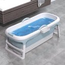 Ver imagem 7 de Banheira Ofurô Dobrável Portátil Adulto 200 Litros Azul 117 Cm com Suporte Vg+