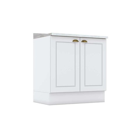 Gabinete de Cozinha Modulado Balcão com Tampo Americana com 2 Portas 80cm Branco