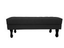 Ver imagem 3 de Recamier Luis Xv Capitonê Retrô 120cm Couro Preto Pés Madeira Mz Decor