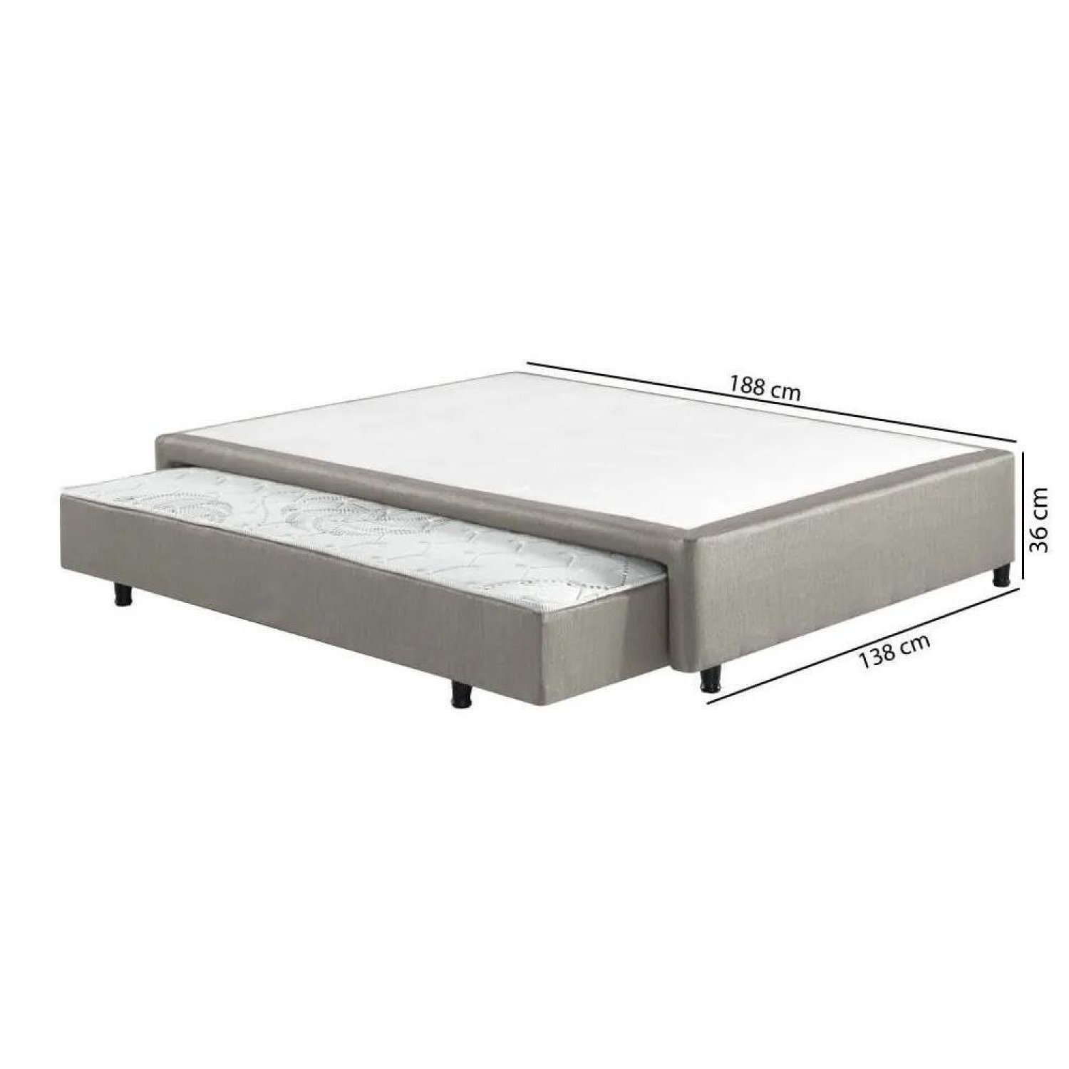 Base Box Sommier Casal com Cama Auxiliar  36x138x188cm - 2