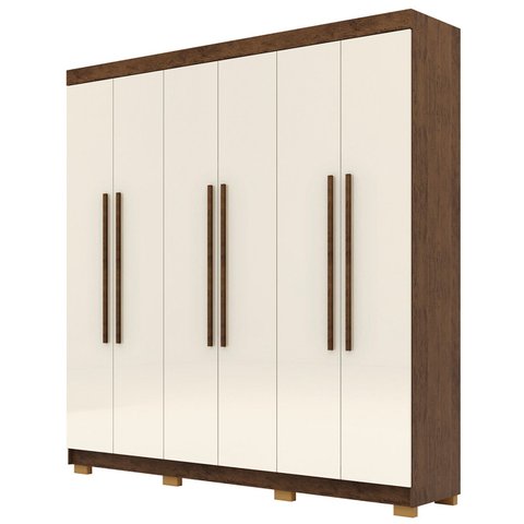 Guarda Roupa Casal 218cm 6 Portas Bolty Imbuia/champanhe V02 - Mpozenato