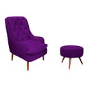 Ver imagem 1 de Kit Poltrona Lille + Puff Veludo Roxo - Dominic Decor