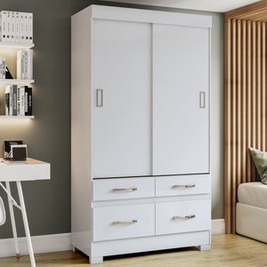 Guarda Roupa Flex 2 Portas de Correr 4 Gavetas