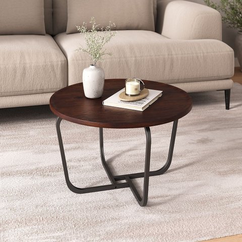 Mesa de Centro Redonda Sala Canto Carbon Luxo 60cm