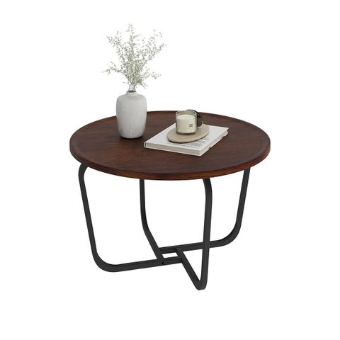 Mesa de Centro Redonda Sala Canto Carbon Luxo 60cm