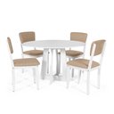 Ver imagem 1 de Mesa de Jantar Redonda Montreal Branca com 4 Cadeiras Estofadas Ella Branco/bege