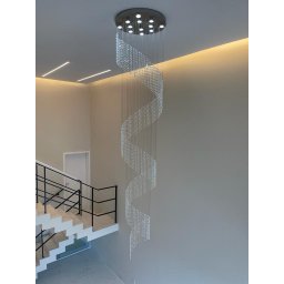 Lustre de Cristal Legítimo Redondo Espiral 2 Metros de Altura - Transparente - 4