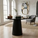 Ver imagem 1 de Mesa de Canto Cone Laqueado Redondo Vidro MDF Madeira 60cm Preto