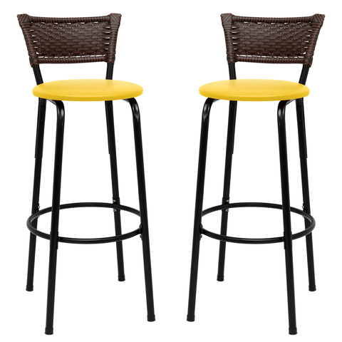 Kit 2 Banquetas para Cozinha Banco Alto Junco Argila Balcão Ilha Bancada Bares Piscina Área Gourmet