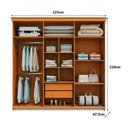 Ver imagem 2 de Guarda Roupa Casal 2,25m X 2,2m 6 Portas 2 Gavetas 100% Mdf Cor:corda com Freijó