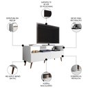 Ver imagem 3 de Rack para Sala Bancada de Tv 55 Pol 136cm Pés Retrô Senna M24 Branco - Mpozenato