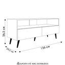 Ver imagem 4 de Rack para Sala Bancada de Tv 55 Pol 136cm Pés Retrô Senna M24 Branco - Mpozenato