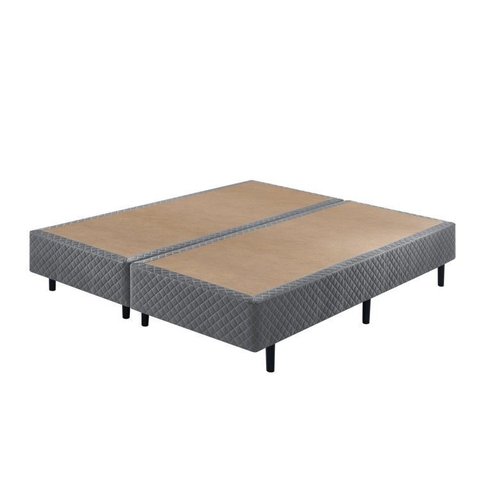 Base Box Somiê Queen Eco Bordado 40x158x198cm Cinza Ecoflex
