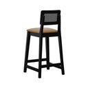 Ver imagem 2 de Banqueta Gabi Madeira Maciça Encosto C- Telinha C- 68cm Altura - Preto Assento Estofado Corano
