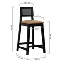 Ver imagem 6 de Banqueta Gabi Madeira Maciça Encosto C- Telinha C- 68cm Altura - Preto Assento Estofado Corano