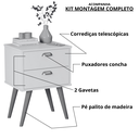 Ver imagem 3 de Mesa de Cabeceira Preto Freijó com Duas Gavetas Grandes Puxador Concha