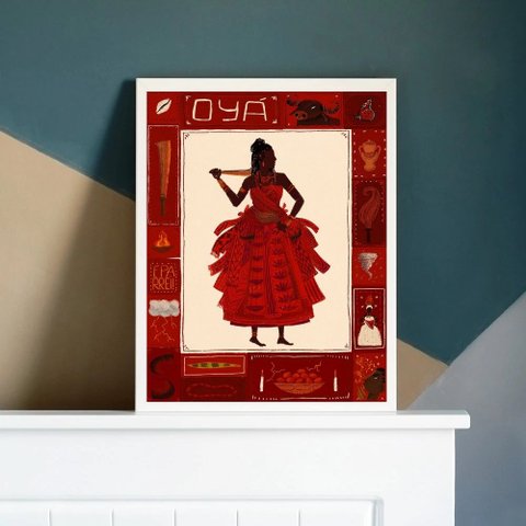 Quadro Decorativo Oyá - Umbanda 24x18cm - com Vidro:madeira Preta