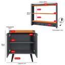 Ver imagem 4 de Kit Aparador Buffet Retrô Armário Suspenso Prateleiras Ganchos Cozinha Pequena - Cinza/cinamomo