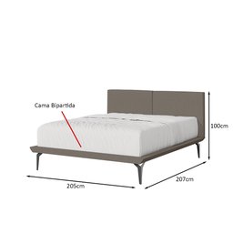 Base Box Cama Japonesa Toquio King com Cabeceira Almofada Linho Marrom - 4