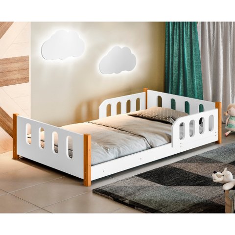 Cama Joaninha Branca com Colchão e 2 Luminárias Soninho