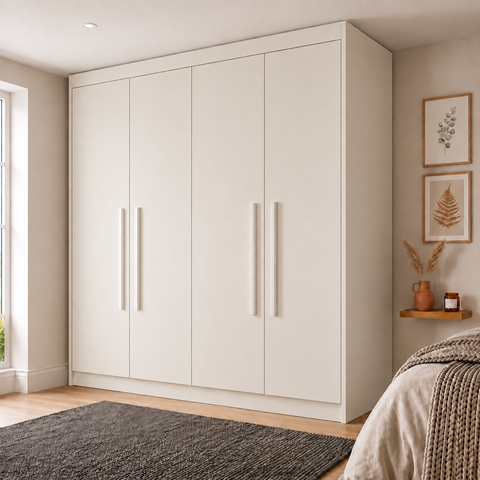 Guarda-Roupa Solteiro 4 Portas 3 Gavetas 100% MDF Nantes Off White