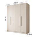 Ver imagem 3 de Guarda-Roupa Solteiro 4 Portas 3 Gavetas 100% MDF Nantes Off White