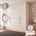 Ver imagem 4 de Guarda-Roupa Solteiro 4 Portas 3 Gavetas 100% MDF Nantes Off White