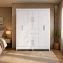 Ver imagem 5 de Guarda Roupa Casal 8 Portas 2 Gavetas Munique Branco Demobile