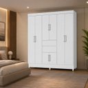 Ver imagem 1 de Guarda Roupa Casal 8 Portas 2 Gavetas Munique Branco Demobile