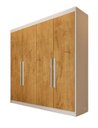 Ver imagem 3 de Guarda Roupa Solteiro 4 Portas 3 Gavetas 100% MDF Nantes Bege/Off White/Peróba