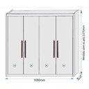 Ver imagem 4 de Guarda Roupa Solteiro 4 Portas 3 Gavetas 100% MDF Nantes Bege/Off White/Peróba