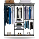 Ver imagem 1 de Cabideiro Arara Closet Casal Prateleira Aço Aramado - 1,90m Pt