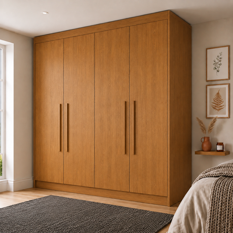 Guarda-Roupa Solteiro 4 Portas 3 Gavetas 100% MDF Nantes Peróba