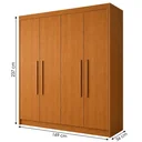 Ver imagem 3 de Guarda-Roupa Solteiro 4 Portas 3 Gavetas 100% MDF Nantes Peróba