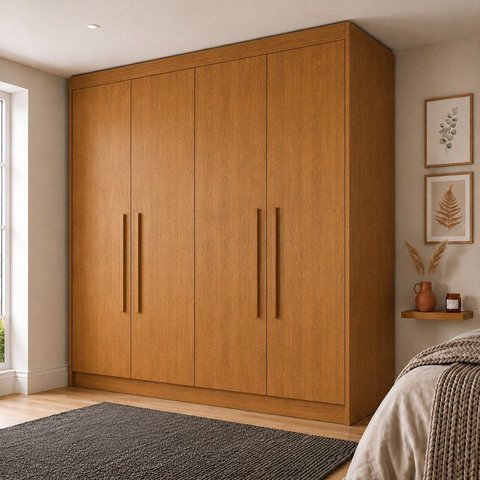 Guarda-Roupa Solteiro 4 Portas 3 Gavetas 100% MDF Nantes Peróba