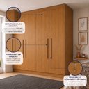 Ver imagem 4 de Guarda-Roupa Solteiro 4 Portas 3 Gavetas 100% MDF Nantes Peróba
