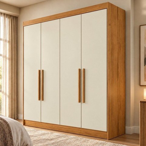 Guarda Roupa Solteiro 4 Portas 3 Gavetas 100% MDF Nantes