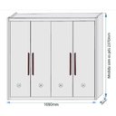Ver imagem 4 de Guarda Roupa Solteiro 4 Portas 3 Gavetas 100% MDF Nantes