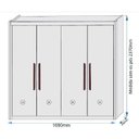 Ver imagem 4 de Guarda Roupa Solteiro 4 Portas 3 Gavetas 100% MDF Nantes Marrom/Peróba/Off White