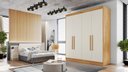 Ver imagem 1 de Guarda Roupa Solteiro 4 Portas 3 Gavetas 100% MDF Nantes Marrom/Peróba/Off White