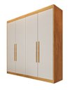 Ver imagem 3 de Guarda Roupa Solteiro 4 Portas 3 Gavetas 100% MDF Nantes Marrom/Peróba/Off White