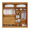 Ver imagem 2 de Guarda Roupa Solteiro 4 Portas 3 Gavetas 100% MDF Nantes Marrom/Peróba/Off White